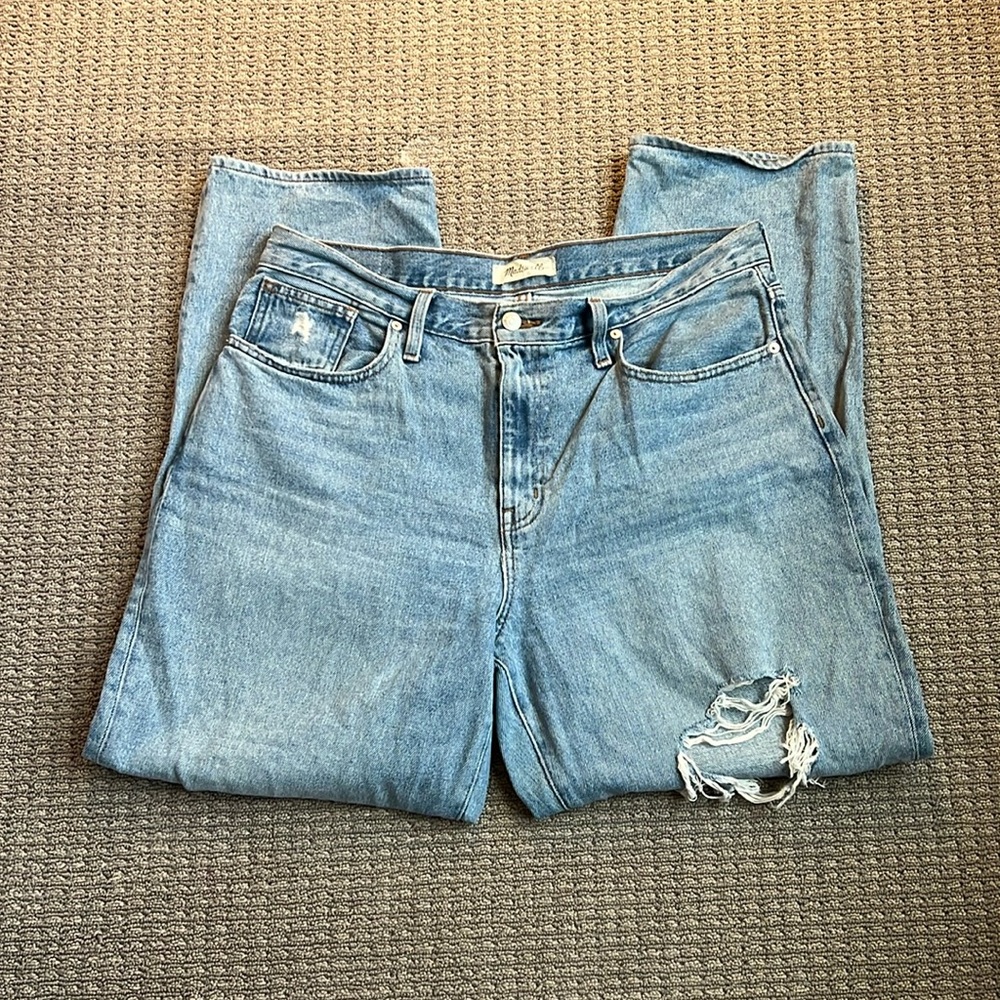 Madewell Petite Distressed The Baggy Straight Jeans